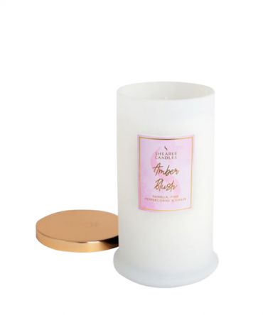 Висока ароматна свещ Amber Blush - парфюмен дамски флорален аромат, подарък за жена