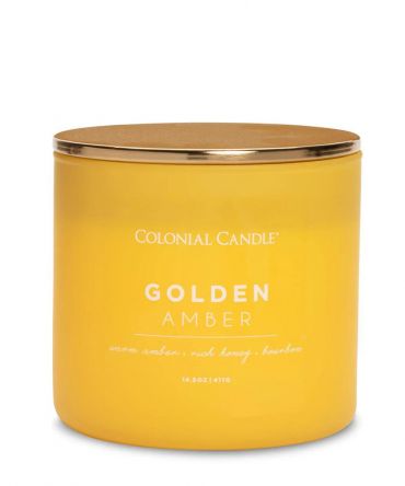 Ароматна свещ Golden amber с аромат на амбър, мед и бърбън. Подходящ подарък за мъж, рожден ден, имен ден, годишнина, свети Валентин.