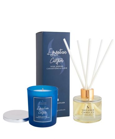 Комплект за подарък Ароматна свещ и Ароматизатор - Дифузер с ароматизиращи пръчици с клечици и ароматни масла, подходящ подарък за жена